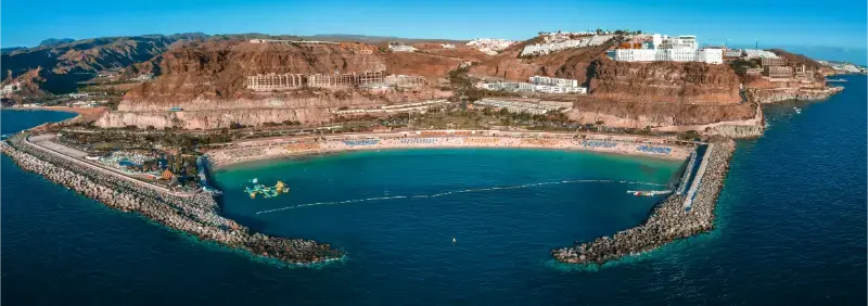 Aerial View Amadores Beach Gran Canaria Island Spain