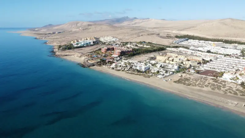 Aerial View of Fuerteventura Beach and Resorts