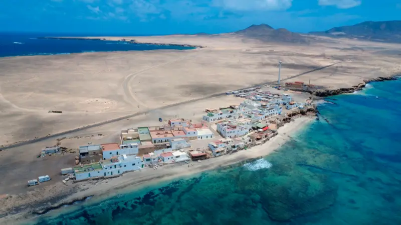 Aerial View of Fuerteventura Coastal Village