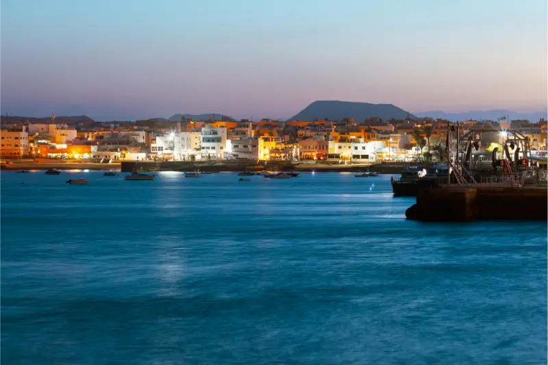 Night View Coastal Town Corralejo North Fuerteventura