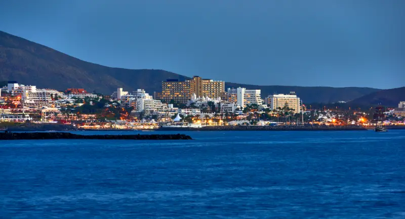 Playa de las Americas at Sunset, Tenerife, Canary Islands, Spain